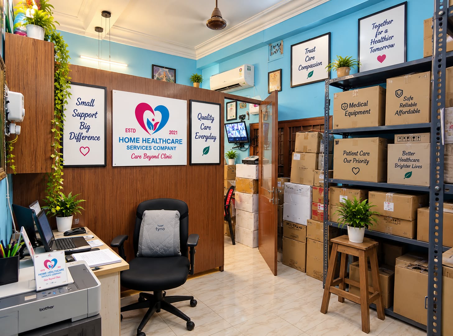 HHSC reception and medical equipment storage area